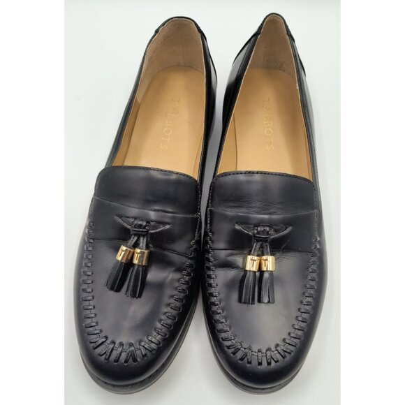 Talbots Womens Black Leather Laura Tassel Loafers Size 9.5M Flats Loafers Work - Picture 1 of 8